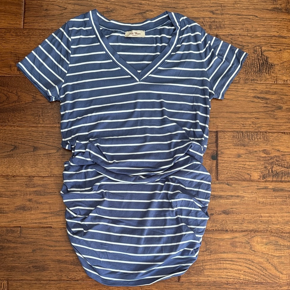 Maternity super soft Striped V-Neck Short Sleeve Tee